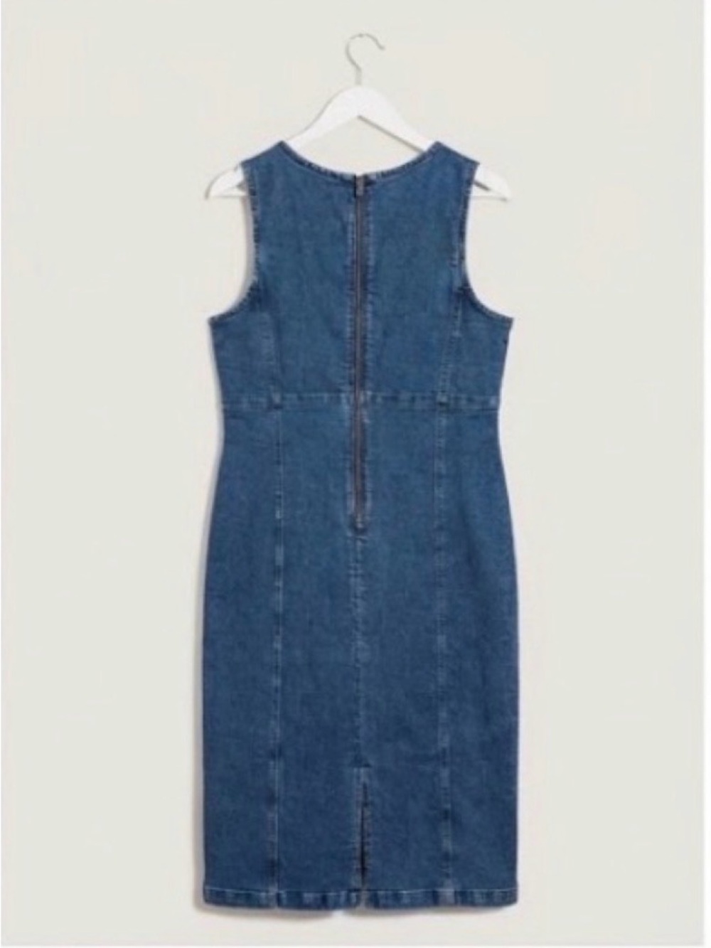 LOFT Sleeveless Denim Sheath Dress | Size 10 - Picture 3 of 5